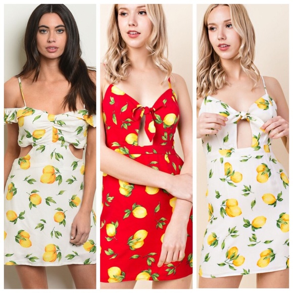 🆕Lemon print dress w/detail top part - Picture 6 of 6